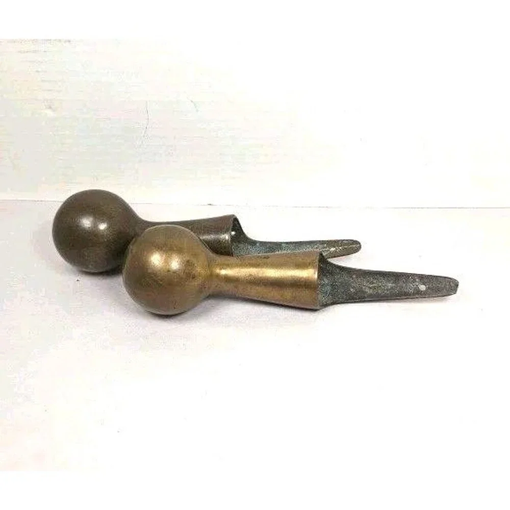 2 Vintage Antique Brass Horse Harness Hame Ball Knob Cane Handle